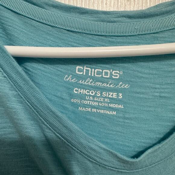 Chico’s The Ultimate Tee 3/4 Sleeve Stretch Top Size 3 cotton modal - Picture 2 of 6